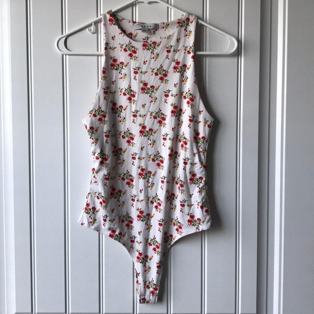 Floral print body suit tank